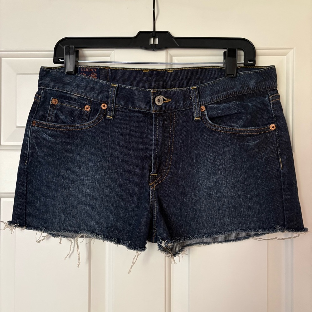 Lucky Brand Cut-Off Denim Jean Shorts Dark Blue Indigo Women’s 12
